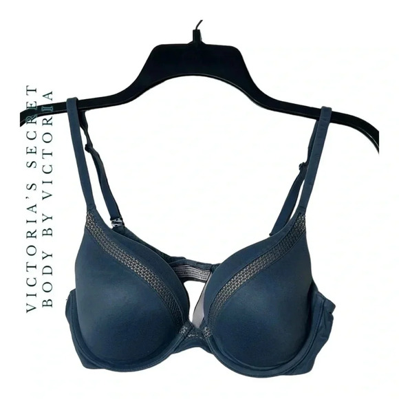 1433.‎ VICTORIA’S SECRET BODY BY VICTORIA LIGHTLY PADDING SIZE 34C BLUE/PINK - Picture 1 of 7